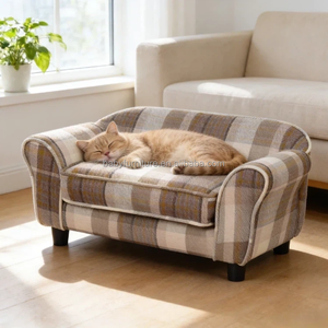 Canapé <span class=keywords><strong>pour</strong></span> animaux de compagnie à carreaux rétro, facile à nettoyer, nid <span class=keywords><strong>pour</strong></span> chat, lit <span class=keywords><strong>pour</strong></span> animaux de compagnie anti-adhérent aux poils, lit apaisant <span class=keywords><strong>pour</strong></span> <span class=keywords><strong>chien</strong></span> - Product Image 1