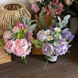 Bouquet de fleurs artificielles CallaFloral Camélia Hortensia en tissu tissé plastique Décoration intérieure Accessoires de photographie CF01435 - Product Image 1