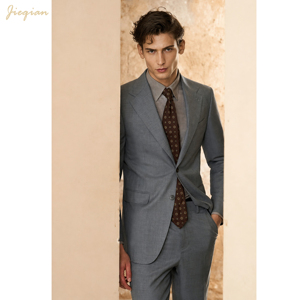 <span class=keywords><strong>Costume</strong></span> en laine grise de qualité supérieure pour hommes |   <span class=keywords><strong>Costume</strong></span> de mariage sur mesure ajusté et élégant |   <span class=keywords><strong>Costume</strong></span> de luxe pour homme, ensemble 2 pièces pour affaires - Product Image 4
