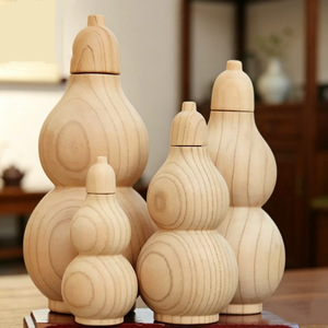 Ornement en bois creux en forme de calebasse, élégant et raffiné, pièce unique en bois de pêche, décoration d'intérieur, cadeau de déménagement - Product Image 1