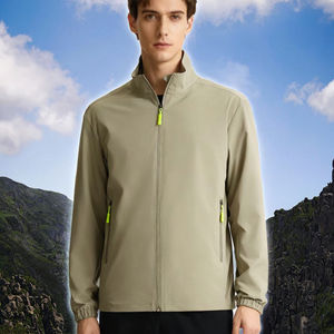 Blouson imperméable coupe-vent écologique personnalisé imprimé 100% polyester avec fermeture éclair, tricoté, randonnée, camping, couleur unie, neutre - Product Image 3
