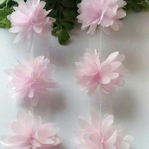 Pita Dekorasi Pangkas Pernikahan, Aksesori Pakaian Bunga Rangkaian Sifon 3D 4CM, Pita Hiasan Renda - Product Image 3