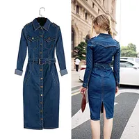 Long Sleeve Jeans Dress for Women, Frock Design, Ladies