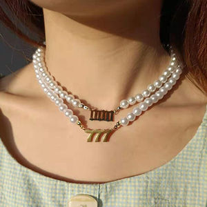 תכשיטים מותאמים אישית שרשרת פנינים שרשרת קישור 000 111 222 333 444 555 <span class=keywords><strong>666</strong></span> 777 888 999 18K זהב 18k 18k נירוסטה שרשרת מספר מלאך - Product Image 2