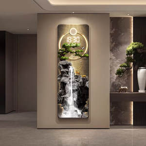 Đồng hồ đèn LED hiện đại sang trọng hình tuần lộc thác nước, tranh nghệ thuật trang trí tường phòng khách, tranh tĩnh vật - Product Image 4