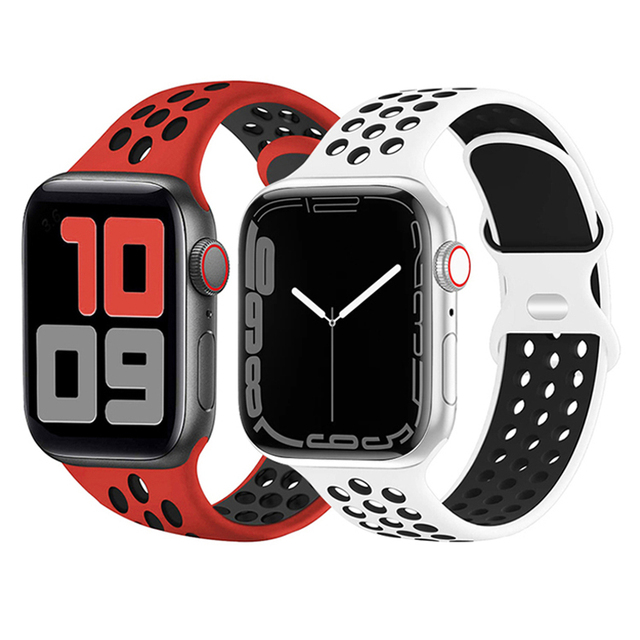 Breathable Silicone Fashion Sport Watch Strap Band Compatible for Watch 38/40/42/44/45mm Models Custom Logo Rubber Material