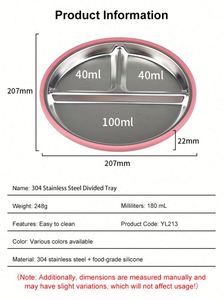 Assiette pour bébé en acier inoxydable 304 écologique, base en silicone à ventouse, non toxique, passe au lave-vaisselle, qualité alimentaire, pour l'alimentation des tout-petits - Product Image 2