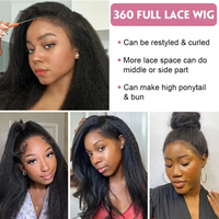 Perruque de cheveux humains bruts non traités vietnamiens Yaki Kinky Straight, cuticules alignées, cheveux vierges, fournisseur indien cambodgien, perruque Lace Front