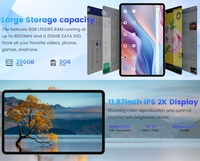 Tablette Android 14 ultra-fine de 12 pouces, 6 Go de RAM, 256 Go de ROM, processeur Unisoc T616, 4 haut-parleurs, Wi-Fi 5G, 4G LTE, batterie 8000 mAh