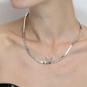 Mode Tendance Foulard Populaires <span class=keywords><strong>En</strong></span> <span class=keywords><strong>Argent</strong></span> Sterling Délicat 925 Curb <span class=keywords><strong>Plat</strong></span> Chaîne <span class=keywords><strong>Collier</strong></span> <span class=keywords><strong>En</strong></span> Or <span class=keywords><strong>Massif</strong></span> <span class=keywords><strong>Argent</strong></span> Plaine Fine Jewelry - Product Image 4