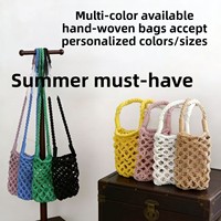 Bolso Bandolera Pequeño de Verano Estilo Coreano Más Vendido con Diseño Calado de Cuerda de Algodón Tejida y Forro de Polialgodón