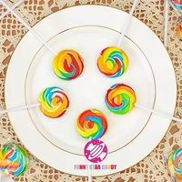 Sucette de confiserie en vrac personnalisée pour enfants Snack Rainbow Swirl Pops Bonbons durs Saveur de fruits sucrés Forme ronde Sucette plate