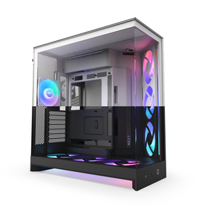 Gabinete de <span class=keywords><strong>PC</strong></span> para Juegos <span class=keywords><strong>NZXT</strong></span> H9 Flow RGB+ Negro Blanco, Torre Media ATX, Vista de Cristal, con 7 Ventiladores Preinstalados para <span class=keywords><strong>PC</strong></span> de Escritorio para Juegos, DIY - Product Image 1