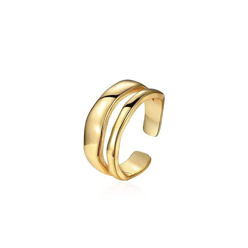 Dagelijkse Slijtage Plain Zilveren Vrouwen Accessoires Goud Vermeil Ring Verstelbare