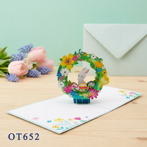 Carte 3D Pop-up Joyeuses Fêtes de Pâques Faite à la Main, Design Personnalisé Lapin Animal, Cadeau Promotionnel, Artisanat en Papier, Thanksgiving - Product Image 2
