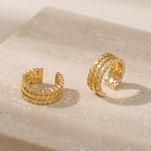 Pendientes de Oreja Geométricos en Forma de C, Chapados en Oro de 18K, con Incrustaciones de Diamantes, Elegantes y Modernos, Joyería para Regalo - Product Image 1