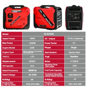 Tốt nhất xách tay AC 230V 120V 5kw-5. 5KW ngoài trời im lặng xăng máy phát điện biến tần cho cả hai chì-axit và pin lithium phí - Product Image 5