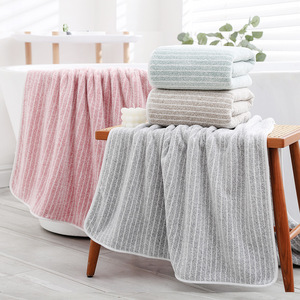 Jingjing <b>Bath</b> <b>Towels</b> Warp Knitted Coral Fleece 70x140 Cm Striped Quick Drying Antibacterial Large Size Gift <b>Towel</b> <b>Set</b> - Product Image 3