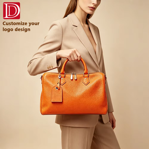 Échantillon Gratuit <span class=keywords><strong>Sac</strong></span> Boston en <span class=keywords><strong>Cuir</strong></span> <span class=keywords><strong>Grainé</strong></span> Orange avec LOGO Personnalisé, Bandoulière Amovible, Grand <span class=keywords><strong>Sac</strong></span> de Voyage, Fournisseur OEM ODM - Product Image 2