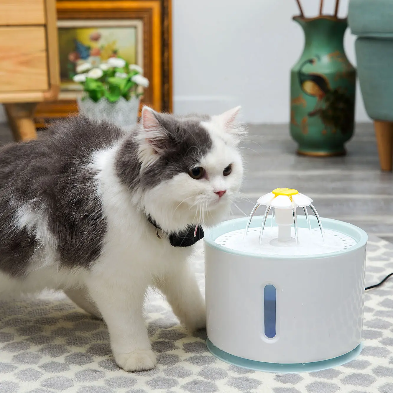 C & C 2023 חכם יוקרה אוטומטי חשמלי לחיות מחמד חתול כלבים מים מזרקת שתיית Dispenser מסנני בחוץ לשתות מזרקת עבור חתולים