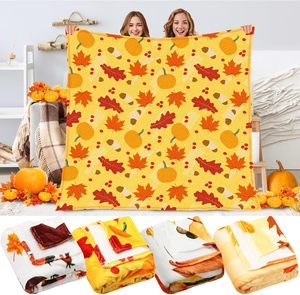 Mùa Thu <span class=keywords><strong>Maple</strong></span> Lá Và Bí Ngô In Ấn Flannel Chăn Tùy Chỉnh Thiết Kế Lông Cừu Chăn - Product Image 1