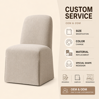 Chaise de salle à manger rembourrée sans accoudoirs avec jupe longue, tissu tissé texturé, chaise d'appoint moderne et minimaliste pour salle à manger