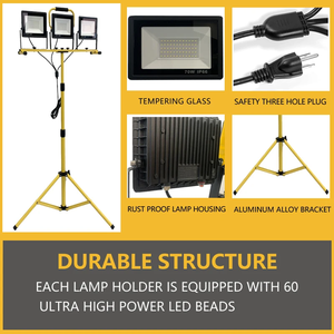 Portable Super Bright Three Head 150W Flood <b>Light</b> With Telescopic Tripod <b>LED</b> Work Lamp for Building Construction WD-961 Construc - Product Image 5