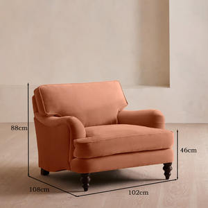 أريكة ثلاثية المقاعد بتصميم اسكندنافي بسيط، قابلة للتخصيص، بإطار من الخشب الصلب، مناسبة لغرف المعيشة في الفلل والفنادق، مغطاة بالمخمل - Product Image 3