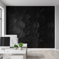 Panneaux muraux en bois géométriques noirs texturés 3D modernes 2400x600mm MDF Revêtement mural décoratif