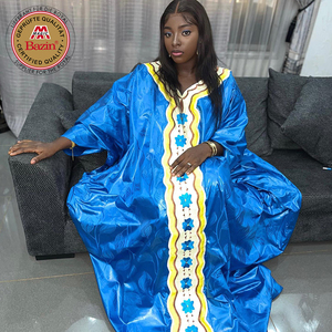 Boubou <span class=keywords><strong>Bazin</strong></span> Africain Brodé pour Femmes Nigérianes, Robes de Mariée, Grande Taille du Mali, Robe Longue Dashiki pour Fête, Vêtements - Product Image 6