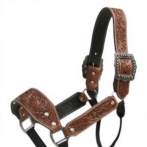 High Quality Handmade Polo Leather Horse <b>Halter</b> English Saddle Style Show All-Purpose Use Customizable Brass Hardware Customized - Product Image 2