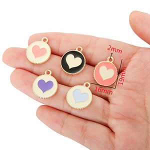 YuenZ alliage rond pendentif vague motif Double couche coeur amour breloques pour bracelet à bricoler soi-même colliers fabrication de bijoux 19X16mm W221 - Product Image 2