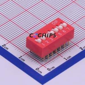 TA-07 DIP Switch Through hole Component (THT) Switch ( Number of Switch Sections: 7 )( Lead Spacing: 2.54mm ) - Product Image 1