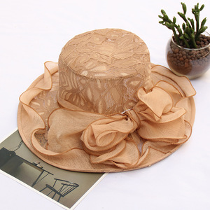 Chapeau de cérémonie Kentucky Derby pour femme, à large bord, orné de feuilles et de fleurs, idéal pour les mariages et les enterrements de vie de jeune fille - Product Image 2