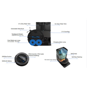 Robot Vacuum Cleaner With Automatic Dirt Disposal Laser Navigation Sweeping Mopping Battery Powered 180 Min Runtime - Product Image 3