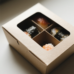 Caja de Sushi para Llevar, Envase de Papel Personalizado para Alimentos, Contenedor Bento Desechable, Caja de Sushi Plegable de Papel con Ventana Transparente - Product Image 3