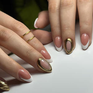 Vente en gros à bas prix, Ongles artificiels semi-faits à la main, style Ins, avec perles françaises, motif rayé 3D transparent effet glace, mélange de lilas violet et de jacinthe - Product Image 3