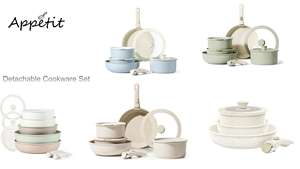 Juegos de utensilios de cocina antiadherentes de 12 piezas, juego de ollas y sartenes de inducción de fundición a presión de aluminio para cocina, juegos de utensilios de cocina de China - Product Image 6