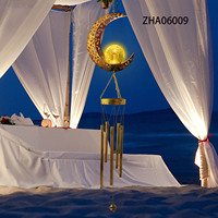 Lampe suspendue étanche, lumière solaire de nuit en forme de lune, lumières LED, carillon solaire extérieur, décoration de jardin