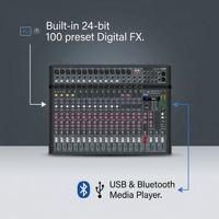 Console de mixage professionnelle KAIKA RX8-7 à 8 canaux en métal, égaliseur 3 bandes, effets intégrés 48V, audio stéréo/surround pour karaoké
