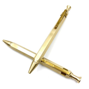 ปากกาลูกลื่นแบบกดทำจากทองเหลืองทรงหกเหลี่ยมของขวัญสำหรับโรงเรียนโลโก้แบบกำหนดเอง - Product Image 4
