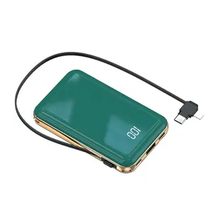 Good Quality Fast Charger Mini Portable 10000mah Power Bank with Cable