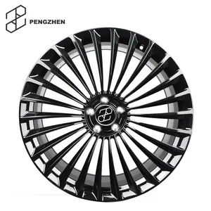 Pengzhen Gloss Black Alloy Wheels 20 22 inch 5/112 Multi Spoke Monoblock Rims for Mercedes maybach