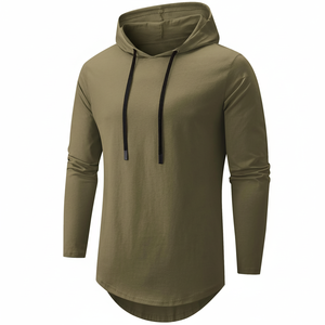 Sudadera con capucha básica de algodón mezclado, protección, mangas largas, ligera, de secado rápido, transpirable, a prueba de viento, para pesca. - Product Image 1