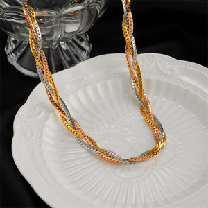 Collana Girocollo con Ciondolo in Acciaio Inossidabile, Nuova Moda di Lusso, 3 Colori, Catena Spessa Intrecciata per Donne - Product Image 5