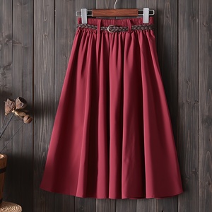Women Elegant Summer A-line <strong>Skirt</strong> High Waist Belted Lady Young Girl Solid Casual Midi <strong>Skirt</strong> - Product Image 1