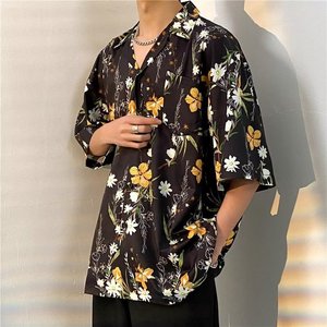 Chemise Hawaïenne Tendance <span class=keywords><strong>pour</strong></span> <span class=keywords><strong>Homme</strong></span> à Manches Courtes en Tissu Glacé, Motif Floral Baroque, Idéale <span class=keywords><strong>pour</strong></span> les Vacances – Nouveauté Dropshipping - Product Image 3