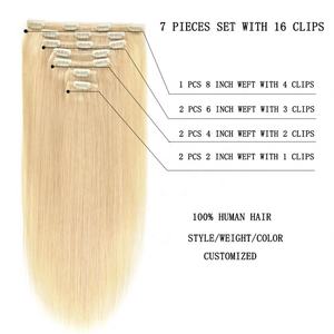 <b>Hair</b> Extension Cuticle Aligned <b>Hair</b> Clip in <b>Hair</b> Extension Factory Wholesale Raw Malaysian Premium Quality Seamless Customized - Product Image 3