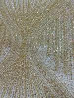 Tissu en dentelle perlée marron de luxe, tissu en tulle à paillettes dorées scintillantes pour robe de soirée haute couture, robe de mariée