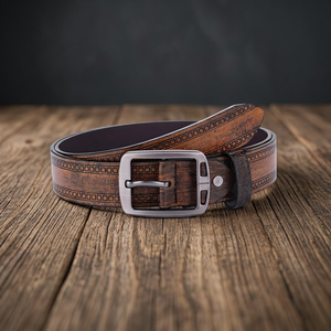 BS INTERNATIONAL NA212 Natural Crafted 100% Real Cow Hide Steel Waterproof Eco-Friendly Premium Quality <b>Men's</b> <b>Belt</b> Skull Buckle - Product Image 1